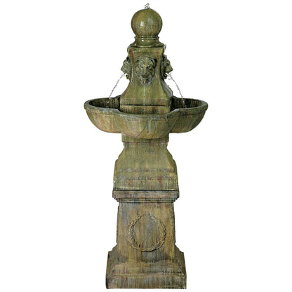 Royal Lion 54" High Large Italian Outdoor Decor Faux Stone Floor Fountain Pedestal Outside Garden Patio Yard