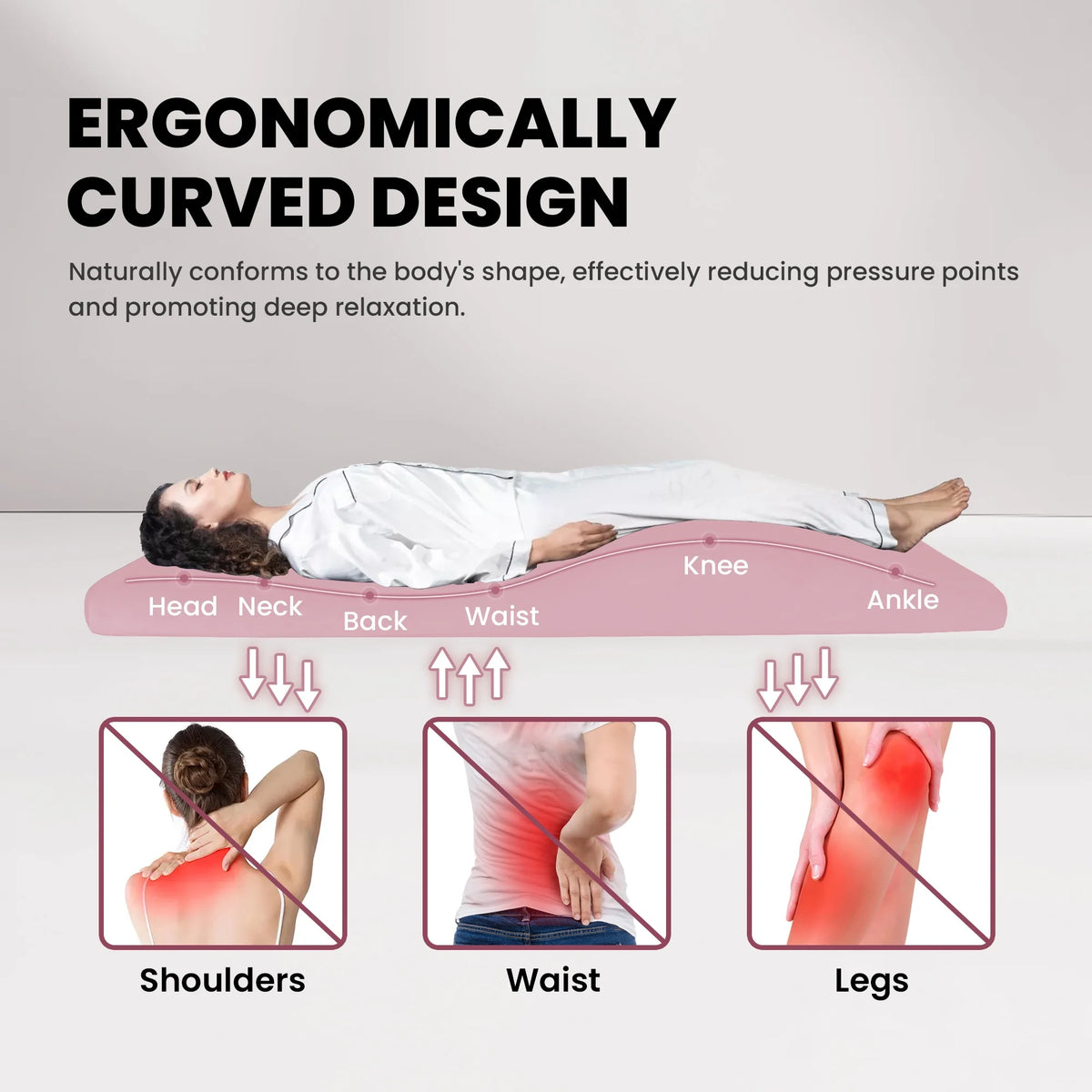 Lash Bed Foam Topper, Massage Table Memory Foam Topper, Ergonomic Curved Mattress Topper Lash Bed Cushion for Beauty Salon (71 Inches X 23.6 Inches(180cm X 60cm))