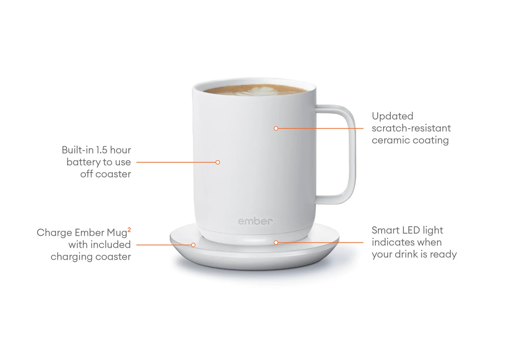 Ember Temperature Control Smart Mug 2, 10 oz, Gold, up to 1.5-hr Battery Life - App Controlled Heated Coffee/Tea Mug - Improved Design