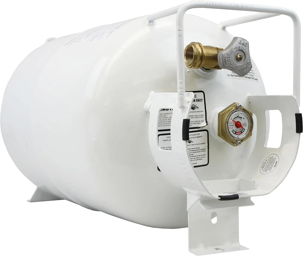 Flame King Empty Steel Horizontal Propane Tank Cylinder with OPD & Built-in Gauge, 30 Lbs