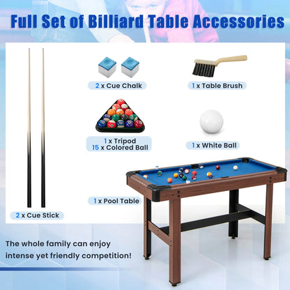 Costway 48" Pool Table for Kids & Adults with Full Set of Balls 2 Cue Sticks 2 Chalks Green