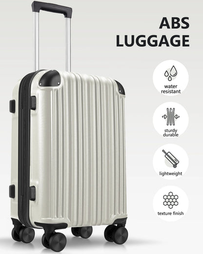 3 Piece Luggage Sets Hard Shell Suitcase Set with Spinner Wheels for Travel Trips Business 20" 24" 28", Rose Gold