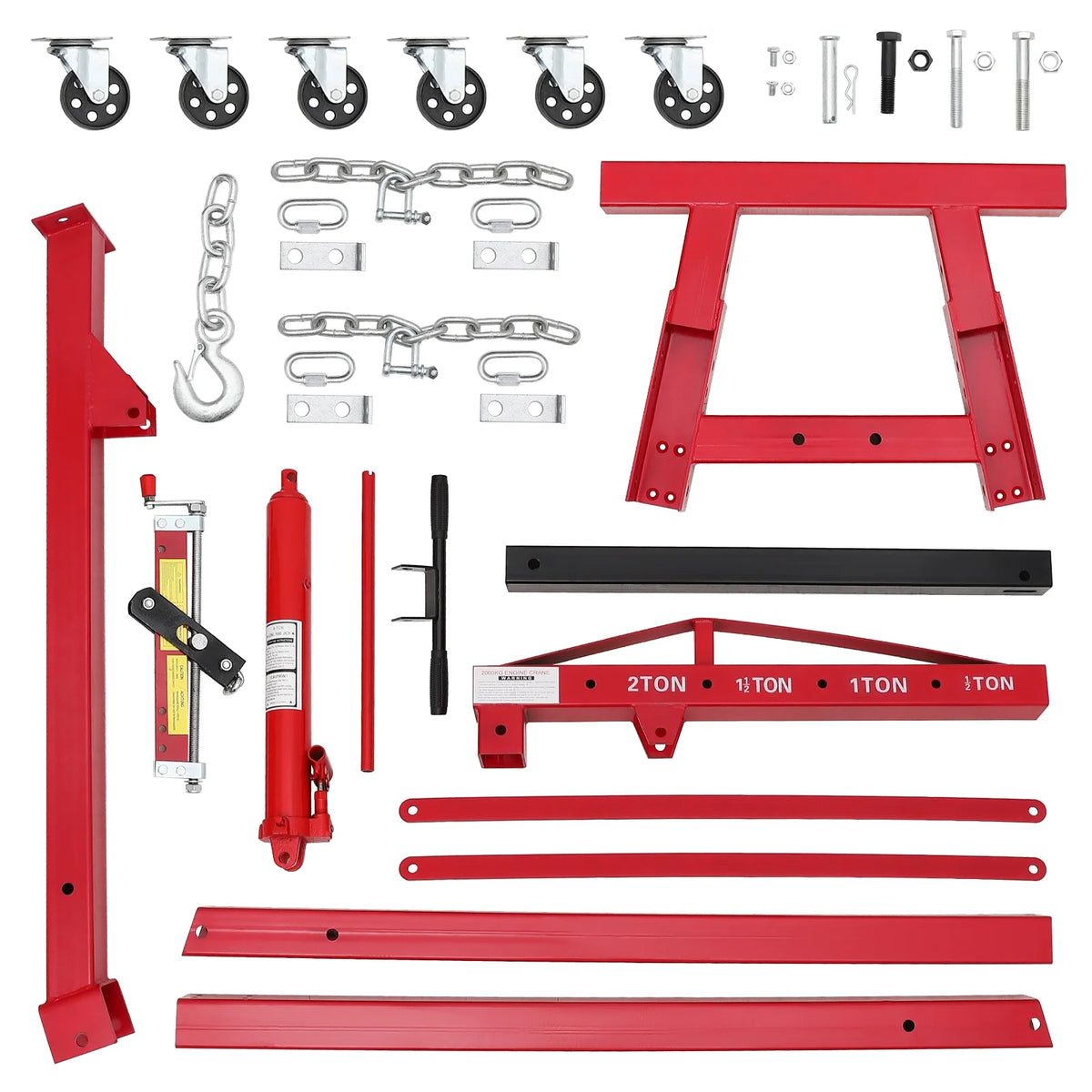 GARVEE 2 Ton Folding Hydraulic Engine Hoist with Lever,Folding Engine Shop Crane Hoist Lift,Heavy Cherry Picker with 6 Wheels for Garage,Workshop,Yellow