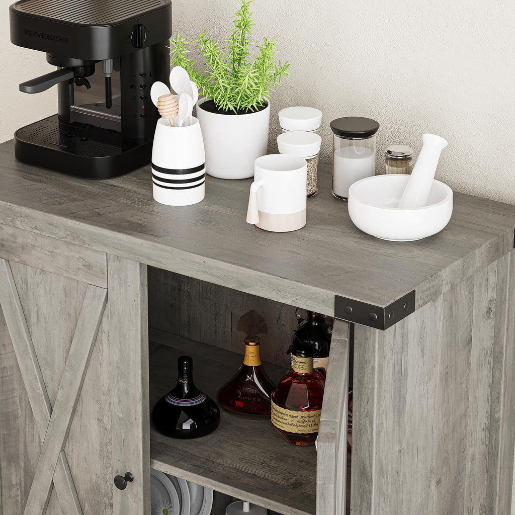 Coffee Bar Cabinet with Storage/Adjustable Shelf 30" Small Kitchen Bar Table Corner Bar Cabinet for Tea Buffet Sideboard Cabinet for Dining Room, Farmhouse Coffee Station for Wine