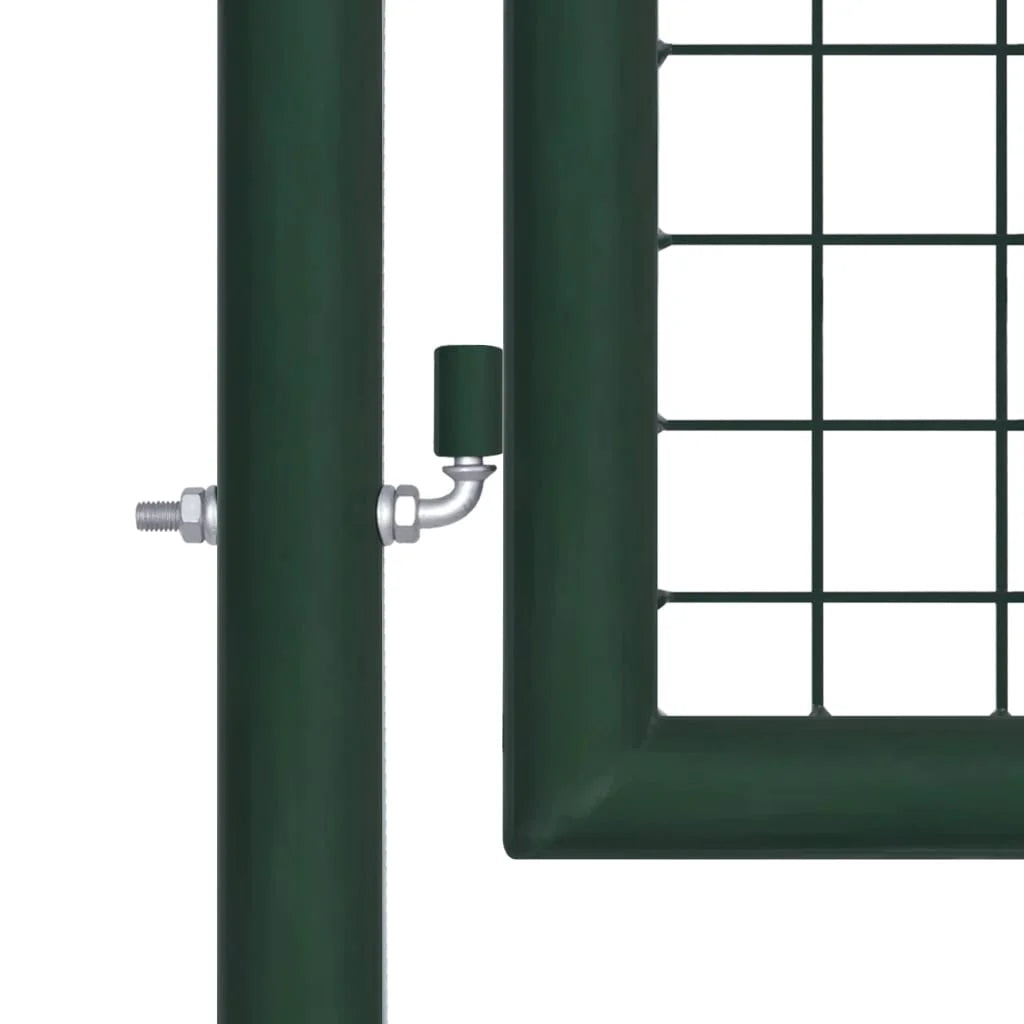 vidaXL Fence Gate Metal Fence Post Garden Gate for Outdoor Patio Steel Green