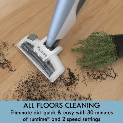 Kenmore DS1030 Lightweight Cordless Stick Vacuum Cleaner, 24V, White, Handvac under 3lbs
