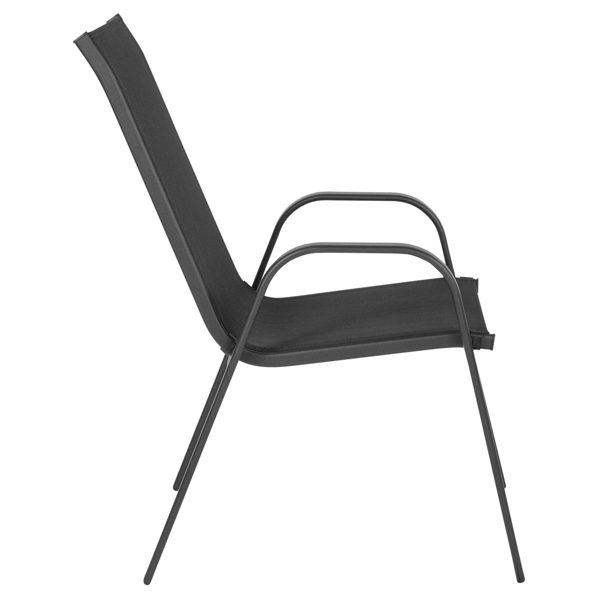 Emma + Oliver 4 Pack Gray Outdoor Stack Chair with Flex Comfort Material - Patio Stack Chair
