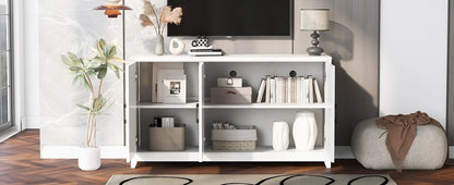 Euroco Modern TV Stand with Adjustable Shelves & Solid Wood Legs �C Media Console Cabinet with Storage for Living Room or Bedroom