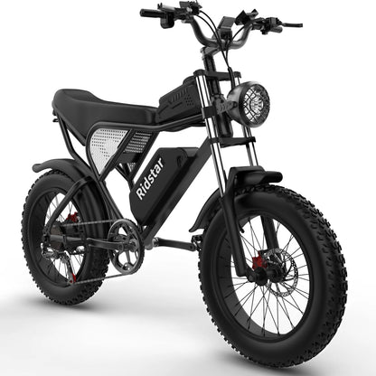 Electric Bike for Adults Ridstar, 20" Fat Tire Electric Motorcycle,1000W Electric Bike with Removable 48V/20Ah Battery E-Bike Shimano 7 Full Suspension Electric Bicycle