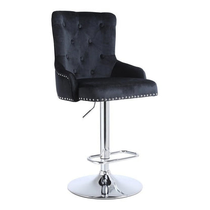 Alexent  2PCS Swivel Bar Stools, High Back, Button Tufted, Silver Footrest and Nailhead Trim Swivel Bar Chairs for Kitchen, Bar Velvet Upholstered Bar Stools, Dark Blue