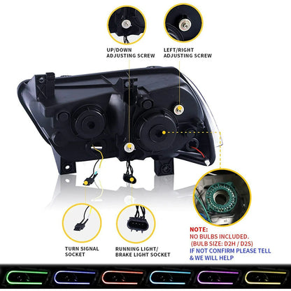 VLAND for Dodge Charger 2011 2012 2013 2014 Dual Beam Projector Headlights Replacement Assembly