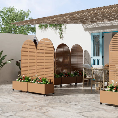 MAYEERTY 47*16*47"Outdoor White Metal Planter with Rect Louvered Climbing Trellis, Drainage hole & Wheels