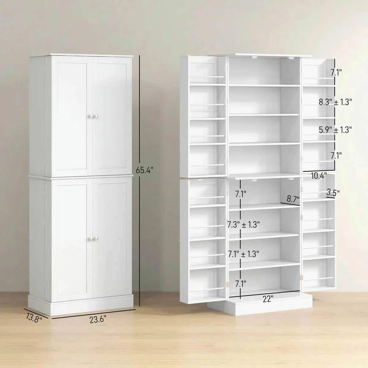 Spaco 17-Tier Kitchen Small Pantry Cabinet with 2 Doors and 6 Adjustable Shelves, Cabinet Pantry, Freestanding 5-Tier Shelving Pantries for Kitchen Storage, Gray