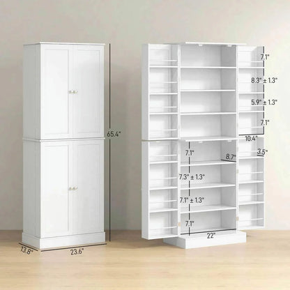 Spaco 17-Tier Kitchen Small Pantry Cabinet with 2 Doors and 6 Adjustable Shelves, Cabinet Pantry, Freestanding 5-Tier Shelving Pantries for Kitchen Storage, Gray
