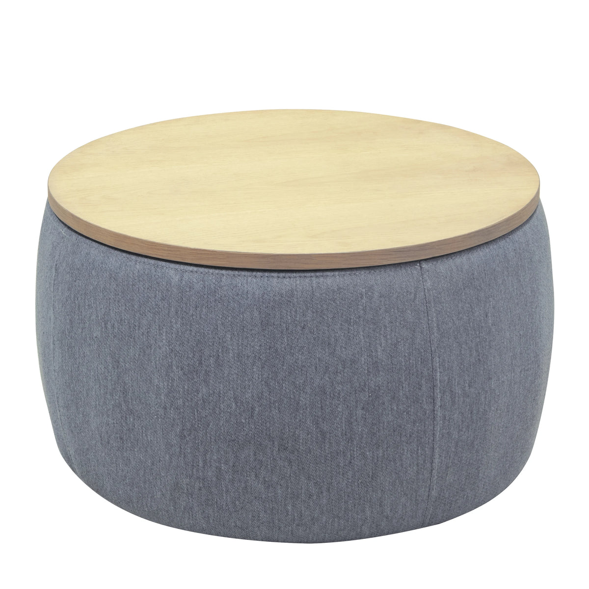 BTMWAYRound Coffee Table, 2 in 1 Round Storage Ottoman with Reversible Lid Tray, Upholstered Round Storage Ottoman Coffee Table with Storage, Footstool End Table for Living Room, Bedroom, Light Gray