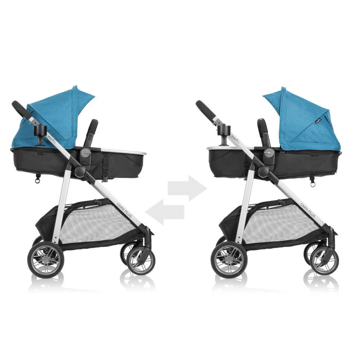 Evenflo Omni Plus Modular Travel System with LiteMax Sport Infant Car Seat, Mylar Gray, Unisex