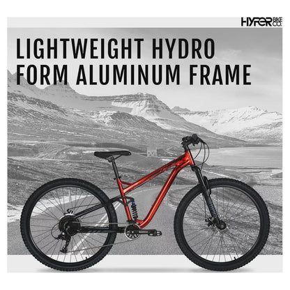 Hyper Bicycle Men's 29 In. Explorer Dual Suspension Mountain Bike, Red