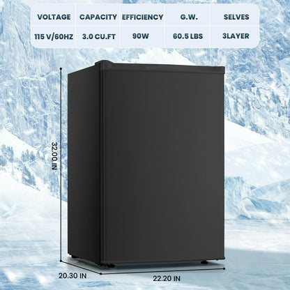Electactic Upright Freezer, Energy Saving 3.0 Cu.ft Single Door Compact Upright Freezer with Reversible Door(Black)