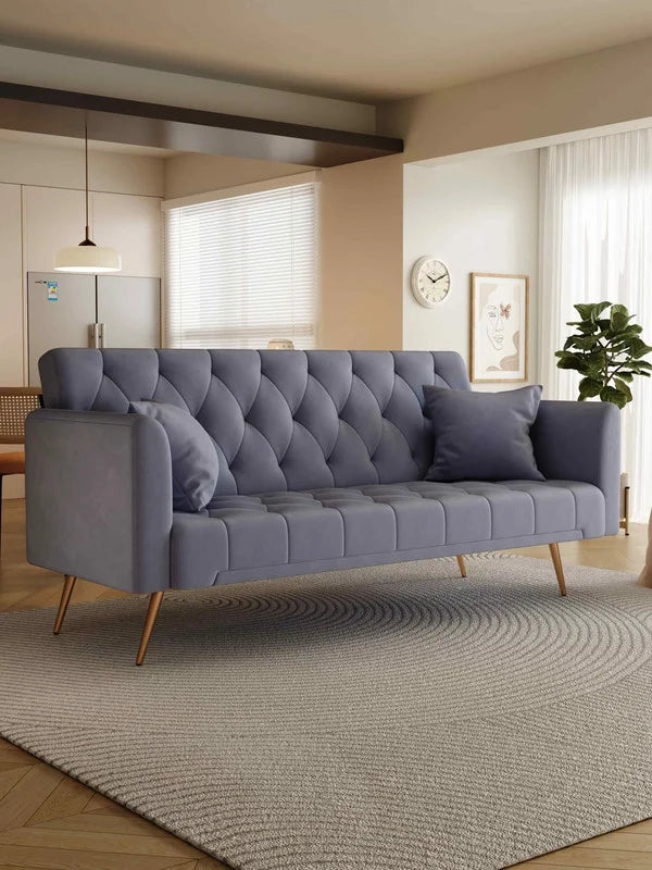 FFH Modern Corduroy Futon Sofa Bed with Adjustable Backrest,Convertible Loveseat Sleeper,Soft Couch with Drop-Down Table and Cup Holder for Living room,Pink
