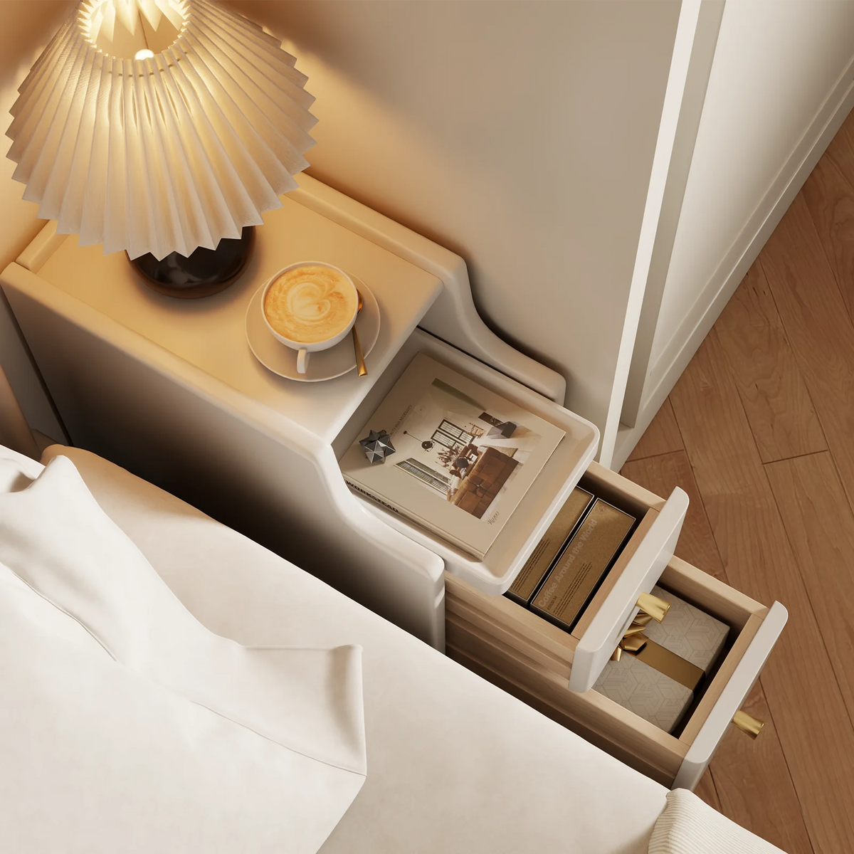 Small Nightstand,Solid Wood Nightstand with Drawers, Walnut Bedside Table for Bedroom