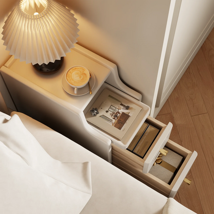 Small Nightstand,Solid Wood Nightstand with Drawers, Walnut Bedside Table for Bedroom