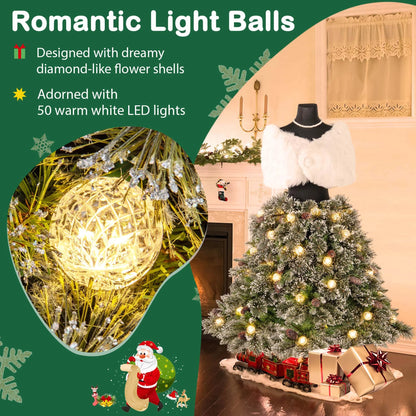 Costway 5 FT Artificial Mannequin Tree with 465 Branch Tips 50 Warm White LED Lights