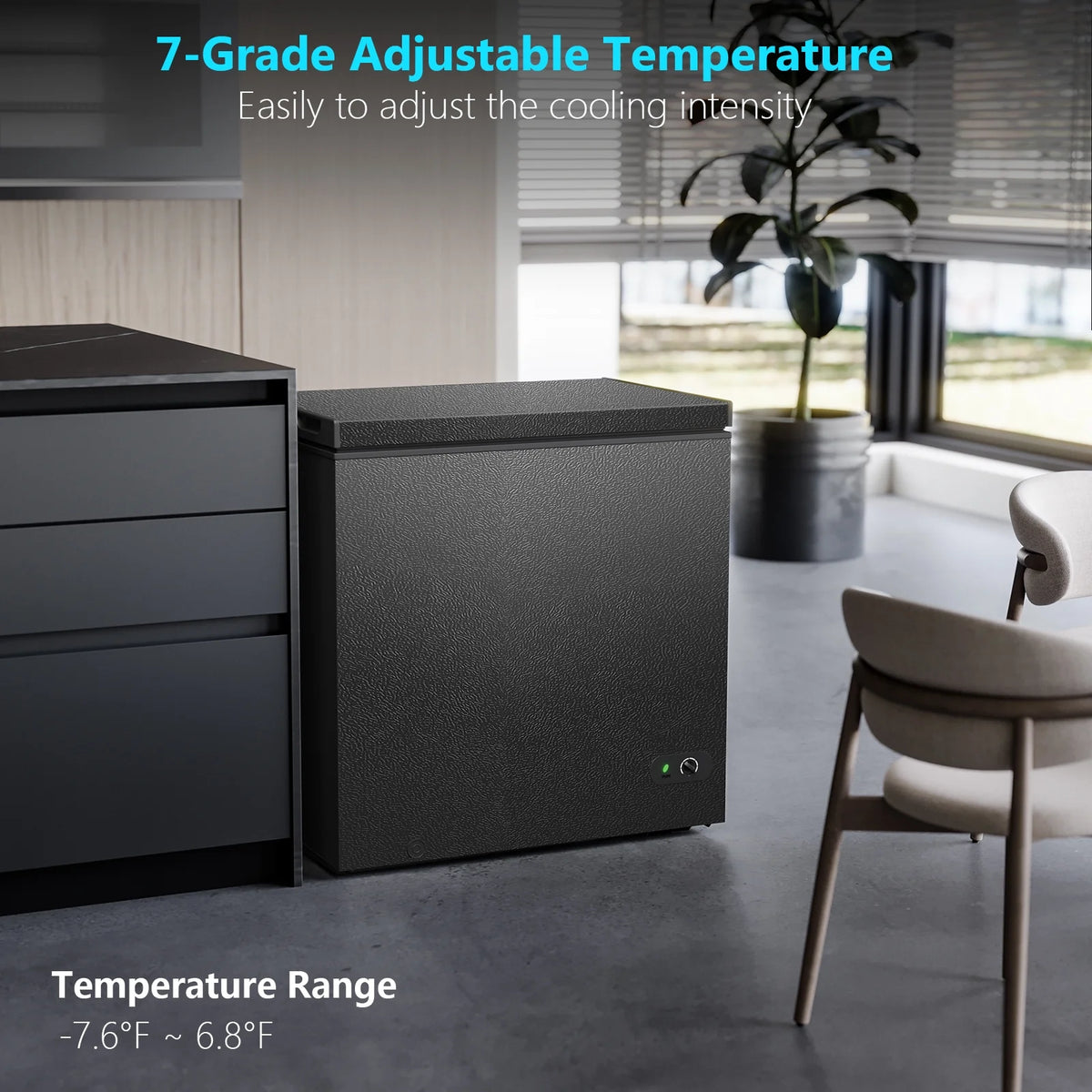 KNDKO 7.0 cu.ft. Chest Freezer with Adjustable Temperature, Free Standing Top Open Door Compact Freezer with Removable Basket for Kitchen/Home/Bar/Garage/Office