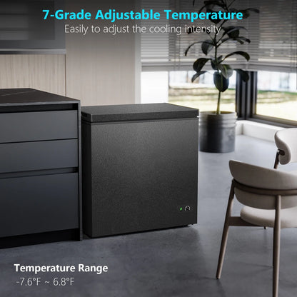 KNDKO 7.0 cu.ft. Chest Freezer with Adjustable Temperature, Free Standing Top Open Door Compact Freezer with Removable Basket for Kitchen/Home/Bar/Garage/Office