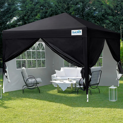 Quictent 10'x10' Pop up Canopy Tent with Sidewalls Instant Outdoor Gazebo Easy Party Tent Enclosed Waterproof, Easy Set up (Pink)