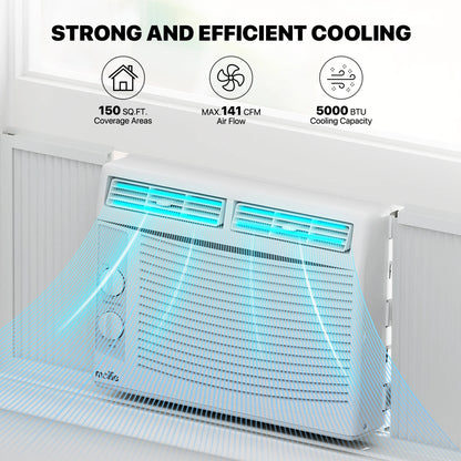 mollie 12,000 BTU 115V Window Air Conditioner, Cools Rooms up to 450 Sq.Ft., Window AC Unit with Remote Control, 24H-Timer and 3 Fan Speeds, White