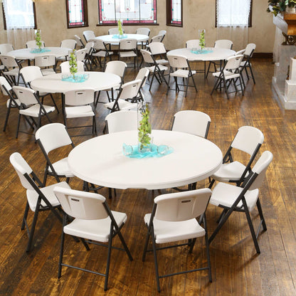 Lifetime 60 inch Round Folding Table, Indoor/Outdoor Commercial Grade, Almond (280435)