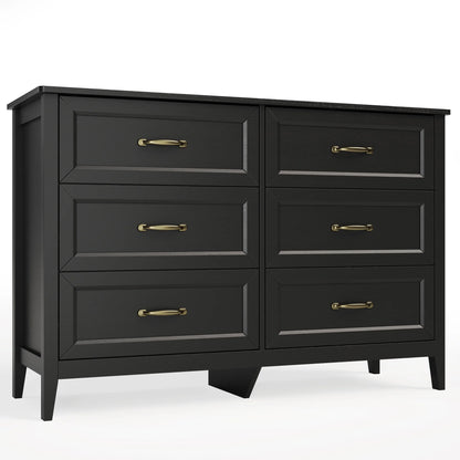 White Dresser, Lofka 6 Drawer Dresser for Bedroom, Chests of Drawers for Living Room, White?? Brown