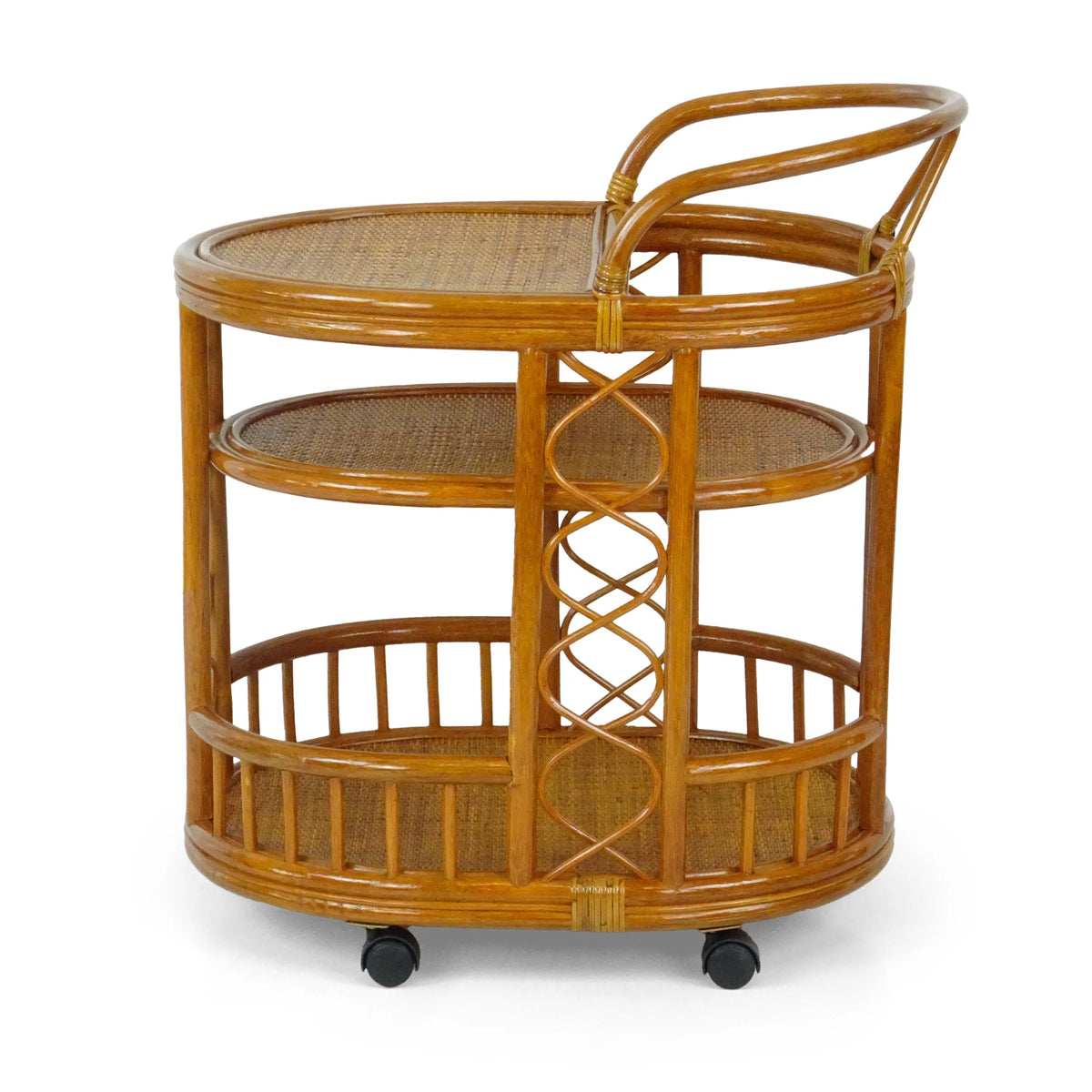 SK New Interiors Trolly Moving Serving Cart Bar Table ECO Natural Rattan Wicker Handmade, Colonial