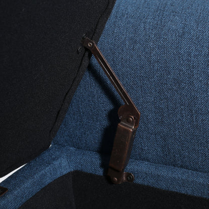 Noble House Amanda Dark Blue Fabric Armed Storage Bench