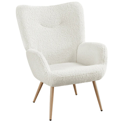 Easyfashion Modern Boucle Fabric Accent Chair, White