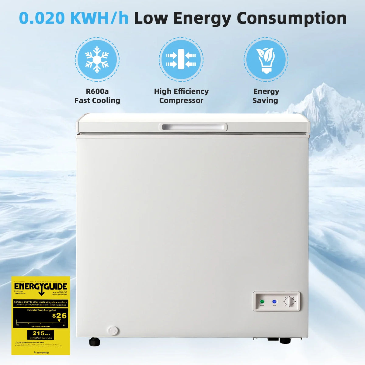 Giantex 5 Cu Ft Chest Freezer, Freestanding & Flip Top Chest Freezer w/ 7 Temperature Settings, Removable Sliding Basket Included, Compact Deep Chest Freezer