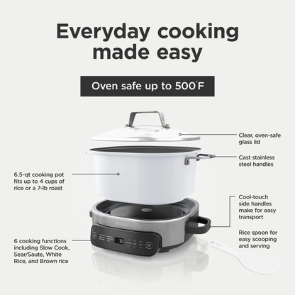 Ninja Foodi 6.5 qt Everyday PossibleCooker, Stainless Steel/White, Multi Cooker, Slow Cooker, MC1100