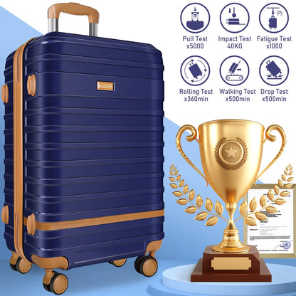 5 Piece Luggage Sets  and Travel Duffel Bag, ABS Hardshell Hardside Checked Luggage with TSA Lock and Double Spinner Wheels Suitcase, Deep Blue