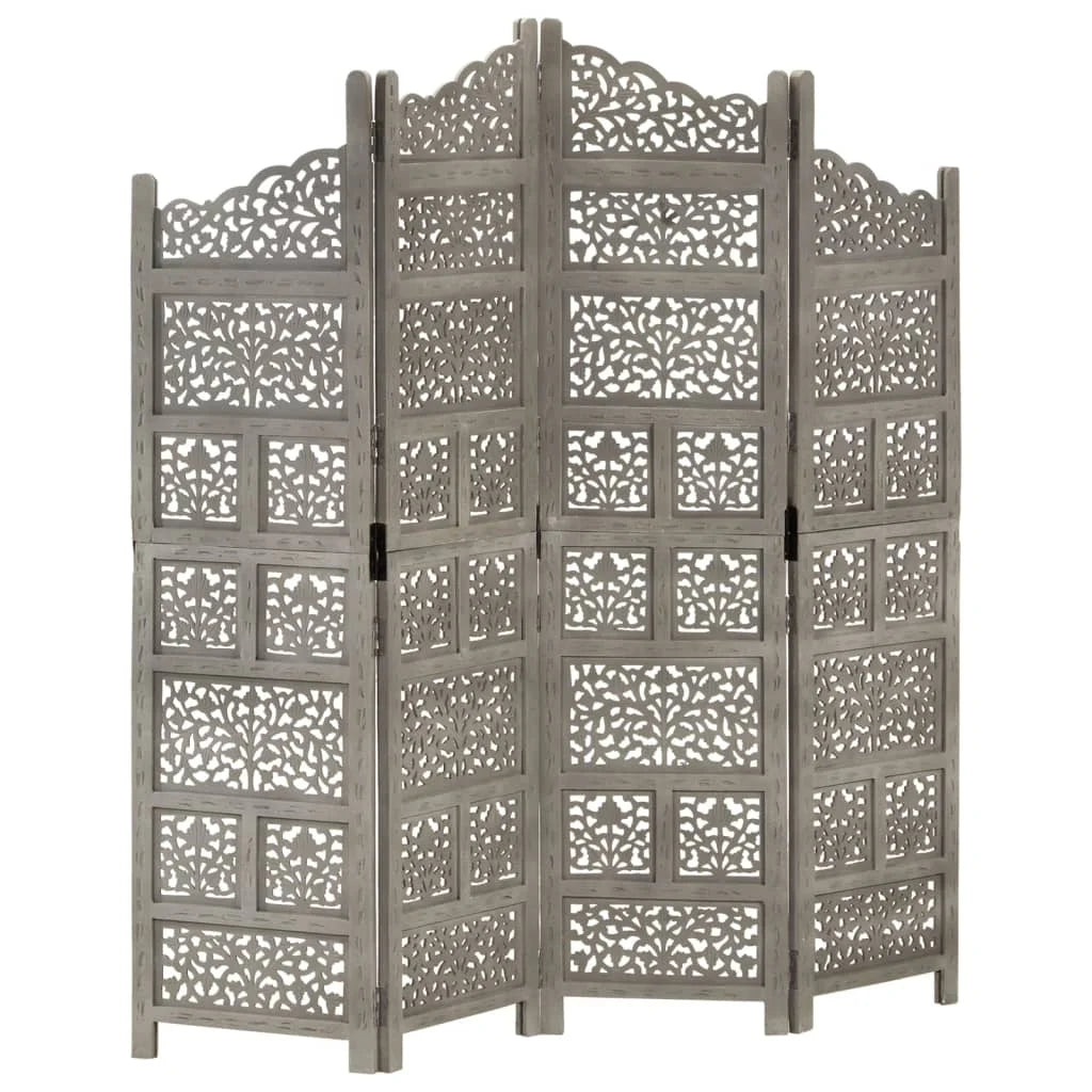 vidaXL Room Divider 4 Panel Folding Privacy Screen for Office Solid Wood Mango