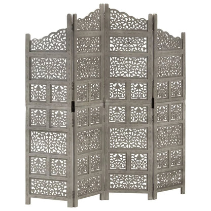 vidaXL Room Divider 4 Panel Folding Privacy Screen for Office Solid Wood Mango