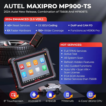 Autel Scanner MaxiPRO MP900TS Car Diagnostic Bidirectional Scan Tool,  DoIP/CAN-FD, 40+ Service, TPMS Programming Relearn, OE ECU Coding Upgrade of MP808S-TS MS906TS