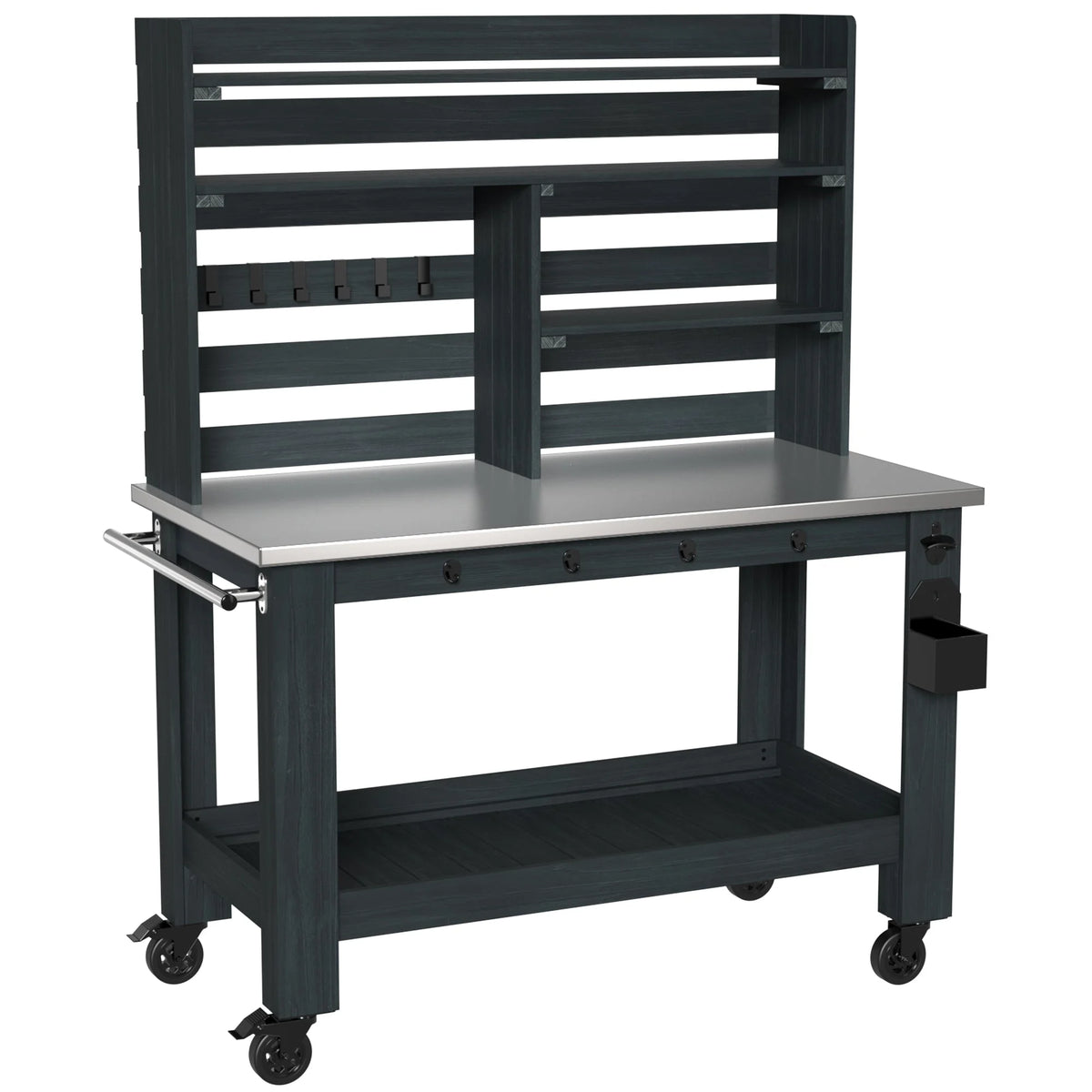 GDLF Outdoor Kitchen Island Prep Station Large Potting Bench with Stainless Steel Top