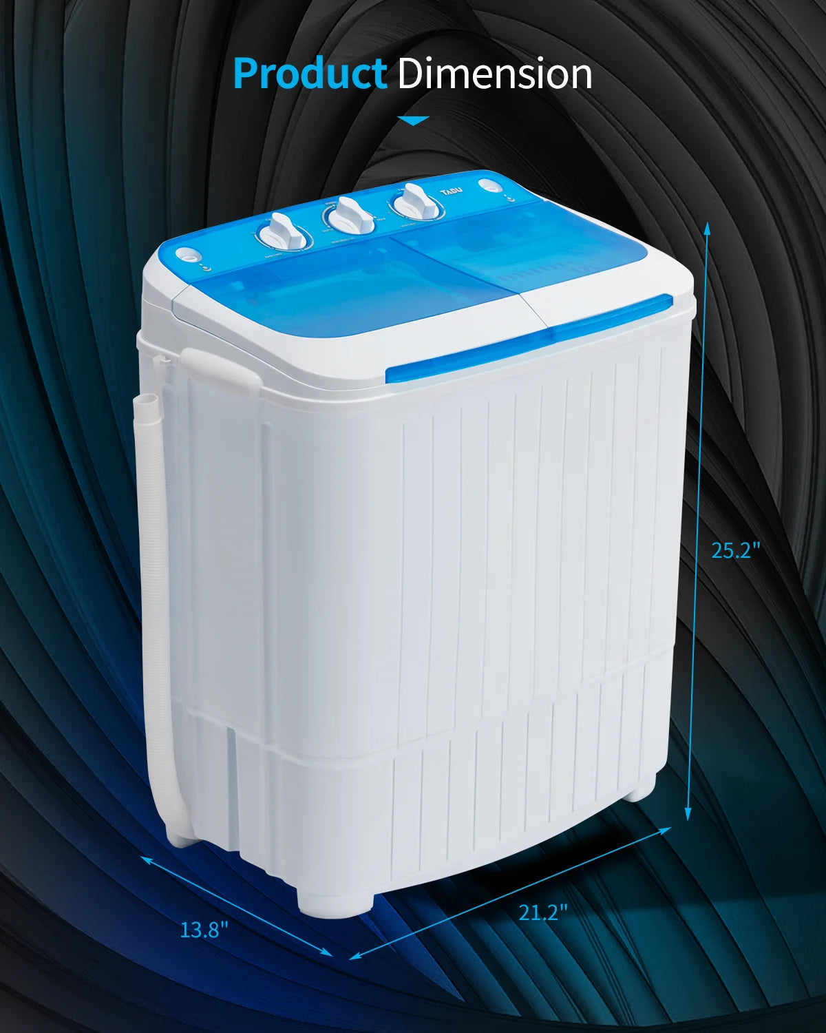 TABU 16.5lbs Portable Washing Machine,Electric Twin Tub Wash&Spin Combo,Semi-Automatic Washer,Gray