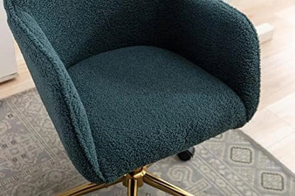 Modern Faux Fur Home Office Chair Height Adjustable, White Desk Chair Vanity Chair for Makeup Room, Rolling Desk Chairs with Wheels, Swivel Furry Cute Desk Chair for Teen Girls Women