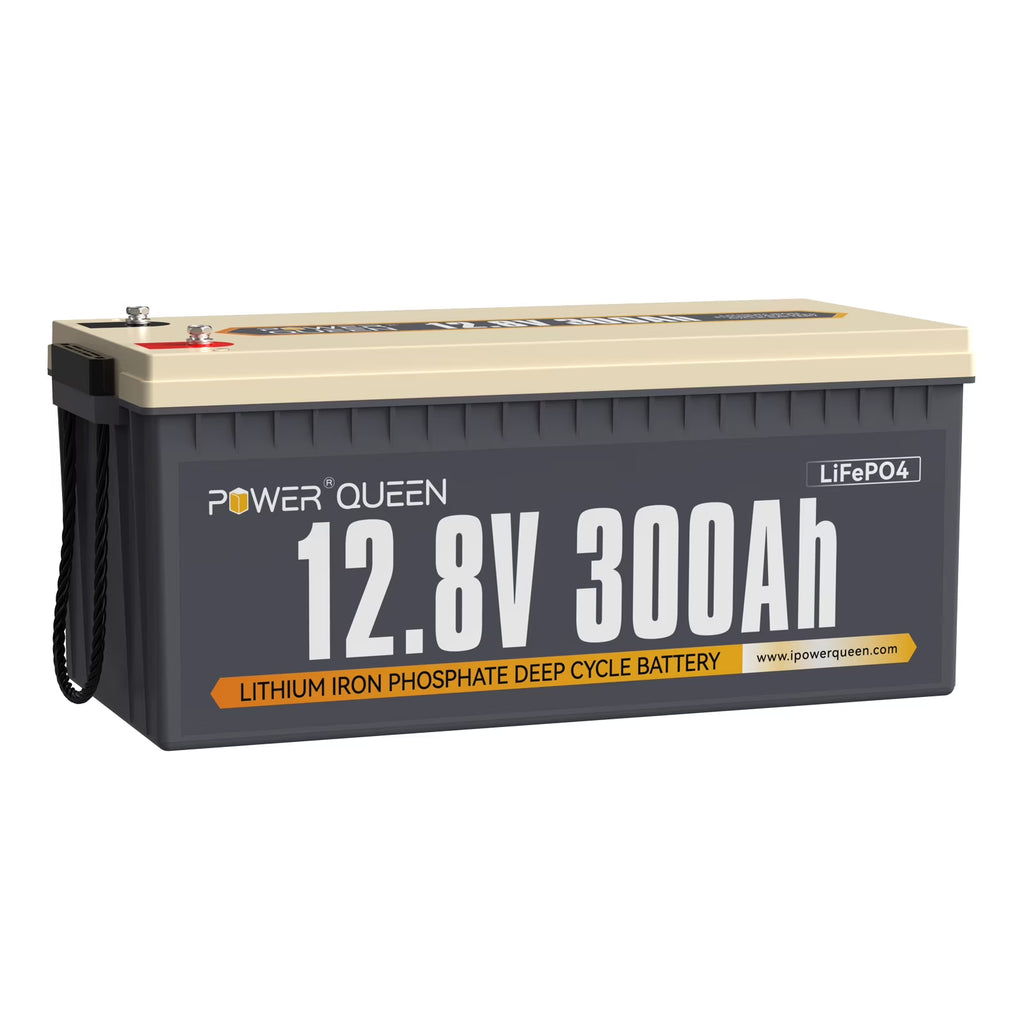 Power Queen 12V 300Ah Deep Cycle LiFePO4 Lithium Battery 3840Wh 200A BMS for Solar RV Marine Off Grid Cabin