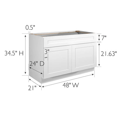 Design House Brookings Solid Wood Ready to Assemble Shaker Sink Base Kitchen Cabinet (48 x 34.5 x 24), White
