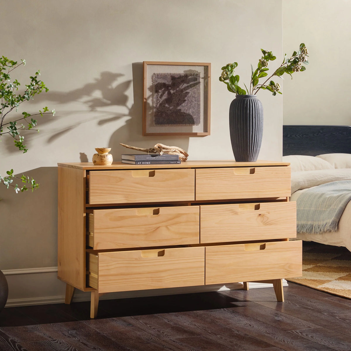 Walker Edison Sonoma 6-Drawer Solid Wood Caramel Dresser