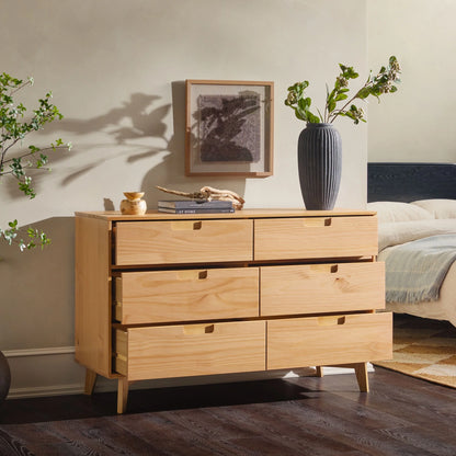 Walker Edison Sonoma 6-Drawer Solid Wood Caramel Dresser