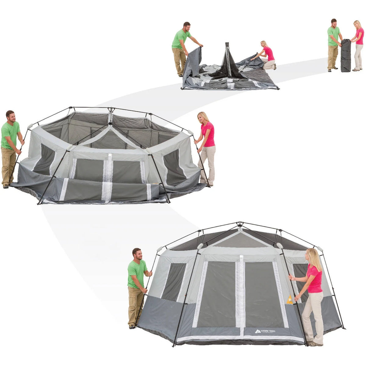 Ozark Trail 15' x 13' 8-Person Instant Hexagon Cabin Tent, 36.04 lbs