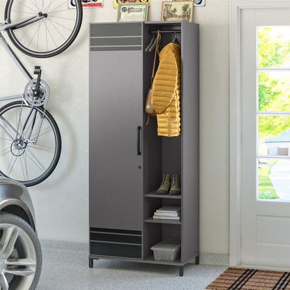 Shelby Tall Garage Storage Cabinet with 1 Door and Hang Rod, Graphite